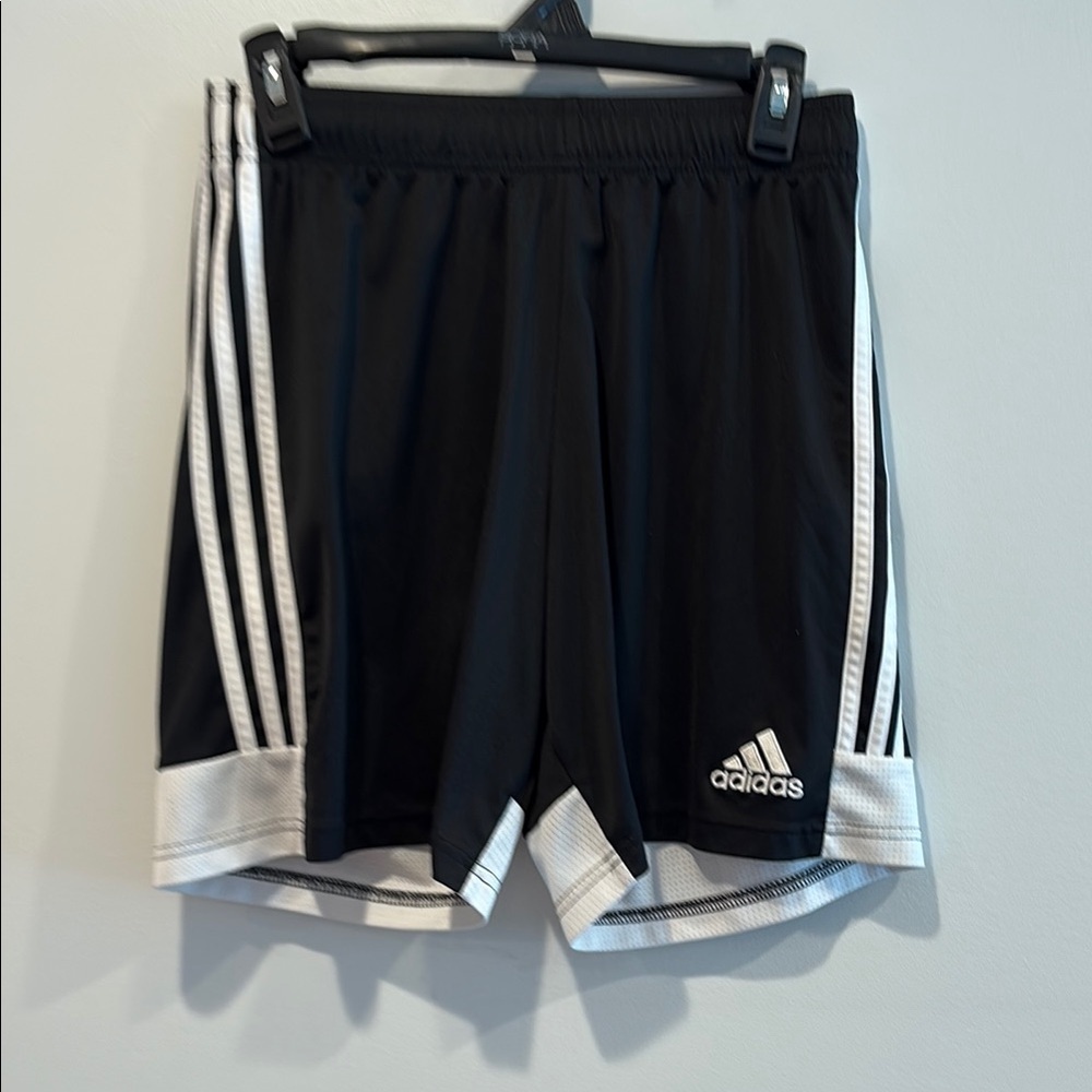 Adidas Black Shorts with White Stripes